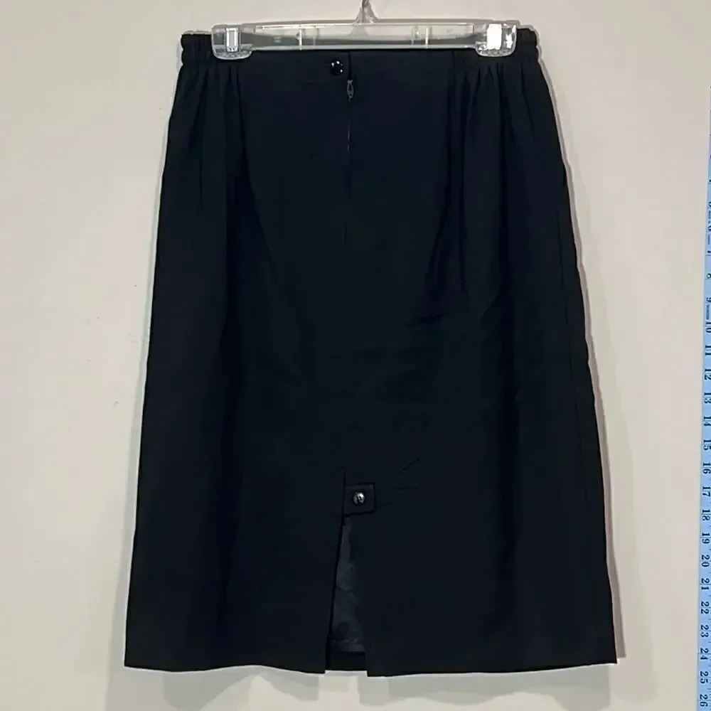 Vintage Luxury Gianni Black Wool Skirt. Size 14.